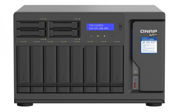 QNAP TVS-h1288X-W1250-128G QNAP RAM 12-Bay 8TB Bundle mit 4x 2TB Red Pro WD2002FFSX